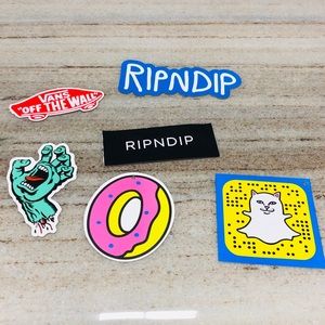 6 skateboarding brand stickers